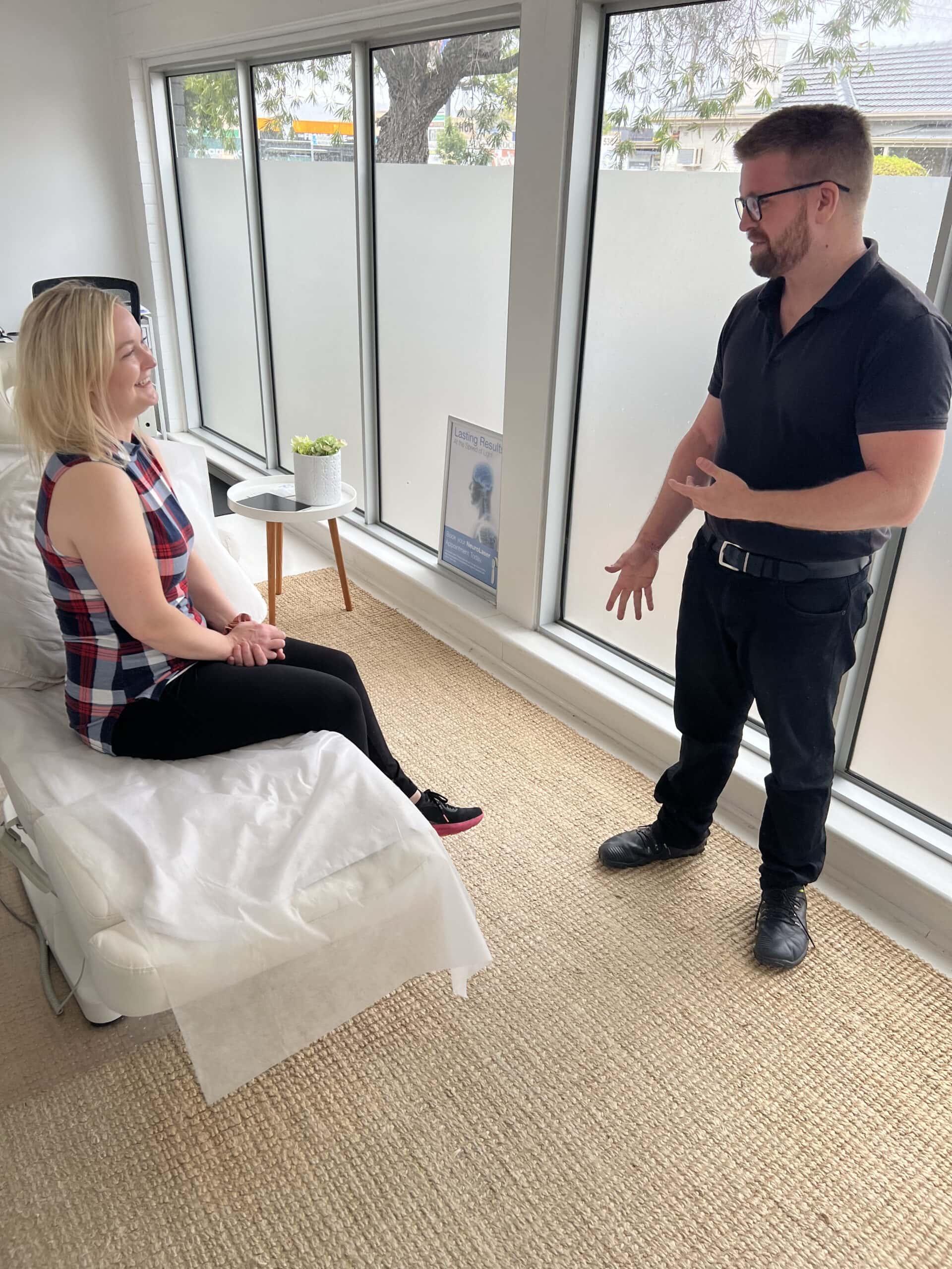 Patient consultation for sciatica at Stapleton Chiropractic Plympton Park Adelaide