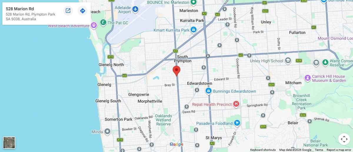 Map location of Stapleton Chiropractic at 528 Marion Road, Plympton Park, Adelaide area view