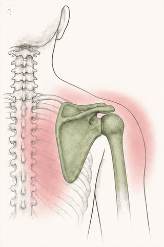 Illustration of the mid-back and shoulder region